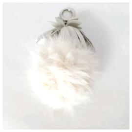 Fendi-Fendi Bijoux de sac Pompon-White