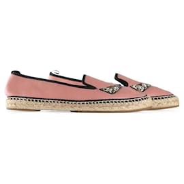 Fendi-Fendi Pink Leather Monster Eye Espadrilles-Pink