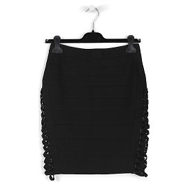 Herve Leger Bandage preta/saia rayon com cadarço e tule nas laterais Preto