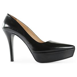Prada Black Leather Pointy Toe Platform Pumps Black