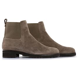 Loro Piana-Loro Piana Taupe Suede Chelsea Ankle Boots-Brown