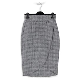 Fendi-Fendi Navy Blue & White Tweed/Cotton Wrap Around Skirt-Blue,Navy blue