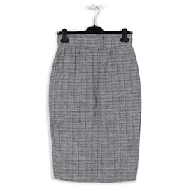 Fendi-Fendi Navy Blue & White Tweed/Cotton Wrap Around Skirt-Blue,Navy blue