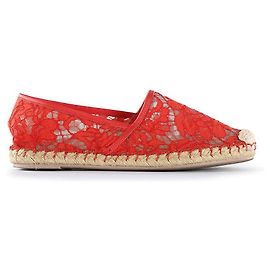 Espadrillas Valentino Garavani in pelle e pizzo rosso Rosso