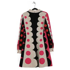Valentino-Valentino Multicolor Polka Dot Printed Wool Flared Mini Dress With Long Sleeves-Multiple colors