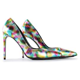 Saint Laurent-Saint Laurent Multicolor Metallic Leather Pointy Toe Pumps-Multiple colors