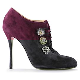 Christian Louboutin-Christian Louboutin Purple Suede BOOTONI MJ Crystal Ankle Boots-Purple