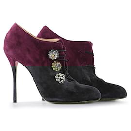 Christian Louboutin-Christian Louboutin Purple Suede BOOTONI MJ Crystal Ankle Boots-Purple