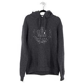 Dolce & Gabbana Sudadera Con Capucha De Algodón Gris Con Corona Bordada Gris