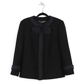 Dolce & Gabbana-Dolce & Gabbana Black & Navy Blue Virgin Wool Jacket-Black