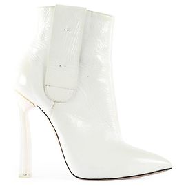 Botines con punta en punta de charol blanco de Casadei Blanco