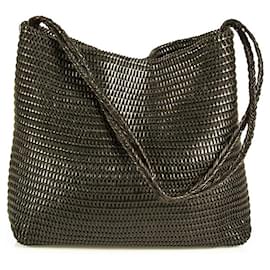 Autre Marque-Desmo Hobo Shopper Handtasche aus schwarzem gewebtem Leder mit geflochtenem Riemen-Schwarz