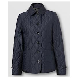 Burberry-Jacket with thermoregulation and midnight blue diamond quilting-Beige,Dark blue