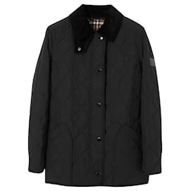 Burberry-Chaqueta campera de nailon pespunteado de rombos negros-Negro