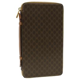 Céline-CELINE Macadam Canvas Travel Case PVC Leather Brown Auth am3943-Brown