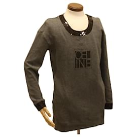 Céline-CELINE Sweatshirtkleid Baumwolle M Grau Schwarz Auth am3981-Schwarz,Grau