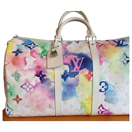 Louis Vuitton-KEEPALL  Bandouliere 50 WATERCOLOUR-White