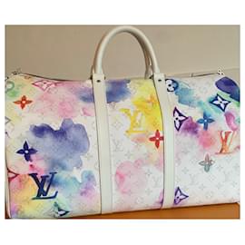 Louis Vuitton-KEEPALL  Bandouliere 50 WATERCOLOUR-White