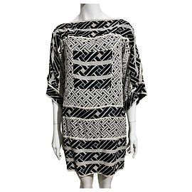 Diane Von Furstenberg Robe en soie DvF Pallavi à manches kimono Noir Multicolore