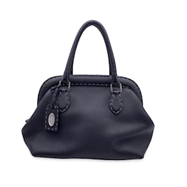 Fendi-Selleria sac à main en cuir noir Doctor Bag sac à main-Noir