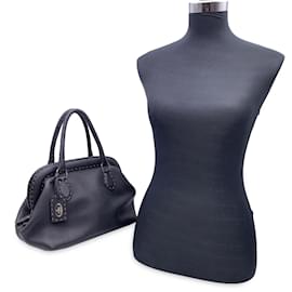 Fendi-Selleria sac à main en cuir noir Doctor Bag sac à main-Noir