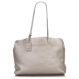 Fendi-Selleria Leather Tote 8BH126-Grey