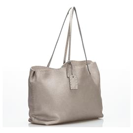 Fendi-Selleria Leather Tote 8BH126-Grey
