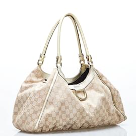 Gucci-Gucci  GG Canvas Abbey D-Ring Shoulder Bag Canvas Shoulder Bag 189835 in Excellent condition-Beige