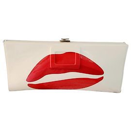 Roger Vivier Clutch mit roten Lippen Roh