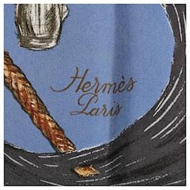 Hermès-Hermes Blue A Propos De Bottes Silk Scarf-Blue