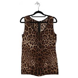Dolce & Gabbana Brown & Beige Leopard Printed Silk Tank Top Multiple colors