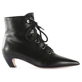 Stivaletti con lacci a punta in pelle nera Christian Dior Nero