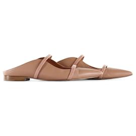 Autre Marque-Malone Souliers Nude Nappa/Lackleder Pointy Toe Maureen Flat Mules-Fleisch