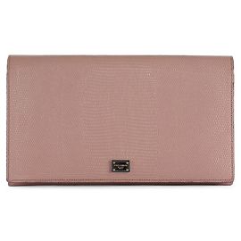 Clutch de couro com estampa de lagarto rosa Dolce & Gabbana Rosa