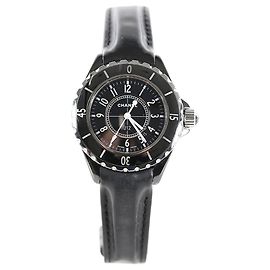 Chanel Black & Silver Leather J12 watch Black