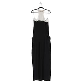 Emilio Pucci-Emilio Pucci Black Silk & White Pearl Halter Neck Wide Legs Jumpsuit-Black