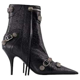 Balenciaga-Cagole H90 Ankle Boots - Balenciaga - Leather - Black-Black
