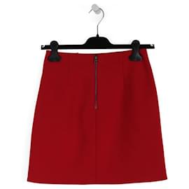 Alice + Olivia-Alice + Olivia Red Crepe/Acetate Fidela Mini Skirt-Red