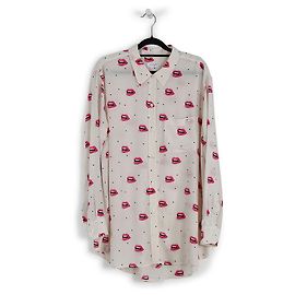 Equipment Camicia in seta con stampe labbra bianche e rosa Multicolore