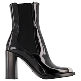 Alexander Mcqueen-Boots in Black/Silver Leather-Black