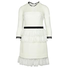 Autre Marque-Dreistöckiges Duchess-Kleid aus weißem Polyester-Weiß