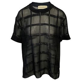By Malene Birger Check Mesh Tee in Black Polyester Black