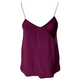 Top Tibi com decote em V em seda roxa Roxo