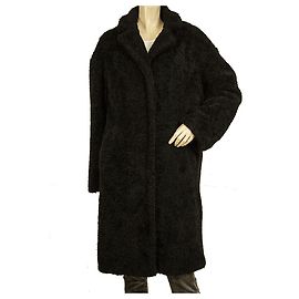 Oakwood Black Acrylic Snap Button Front Warm Winter Knee Length Coat size M Black