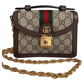 Mini bolsa de ombro Gucci Ophidia GG bege canvas Bege