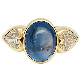 inconnue Saphir-Cabochon-Ring 6 Cts, Diamantherzen. Andere