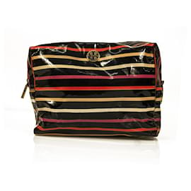 Tory Burch-Tory Burch Multicolor Stripes Plastic Toiletry Case Cosmetic Bag-Multiple colors