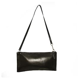 Uterque-Uterque Black Leather Zip Top Small Handbag Shoulder Bag-Black