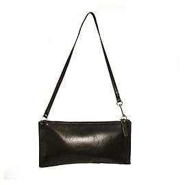 Uterque Petit sac à main en cuir noir avec fermeture éclair Noir