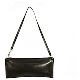 Uterque-Uterque Black Leather Zip Top Small Handbag Shoulder Bag-Black